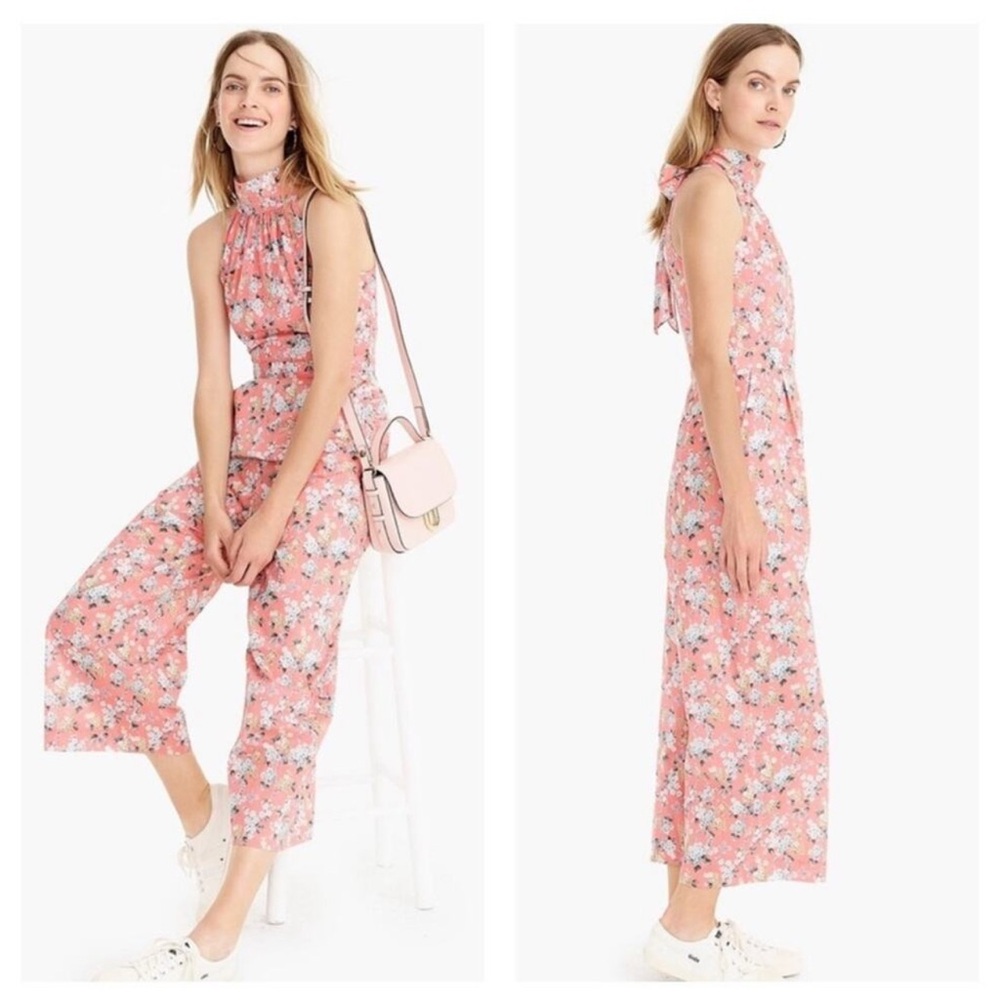 J. Crew Liberty Fabric Josephine Floral High Neck Wide Leg Jumpsuit 4